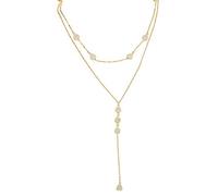 LMRJHAZ Mode 925 Collier en argent sterling double couche coeur aaa cubic zirconia larmes drop-charme bijoux femmes sexy collier long