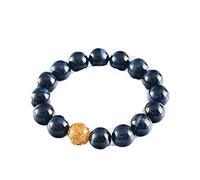 LMRJHAZ Natural authentine Blue Tiger Eye Stone Gold Foil Ball Ball Bracelet Bracelet Wang Yun Bracelet Men and Women Couple