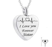 LMRJHAZ Pendre des cendres de coeur, chaînes de collier en acier inoxydable Je t'aime pour toujours ... Pendant le médaillon commémoratif pour hommes femmes avec kit et sac d'entonnoir