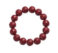 LMRJHAZ Perles de prière, Collier de Perles, Bracelet, Bracelet de Perles de prière Bouddhiste, Bracelet de vérité Natural Cinnabar à Six Mots, Feng Shui Bracelet de Paix de Bon augure (Taille: 8 mm)