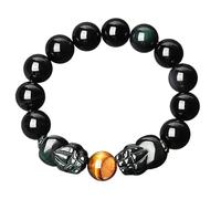 LMRJHAZ Pi Xiu bracelet arc-en-ciel obsidien double piyao feng shui richesse du bracelet argent pi xie charmes talisman mal œil bijoux tigre œil de bon augmentation
