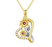 LMRJHAZ Produits pour filles Solide Collier de tournesol coeur en or 14k pour femmes, colliers de tournesol Moisanite en or blanc/jaune | Tu es mon soleil, des cadeaux de bijoux d'amour