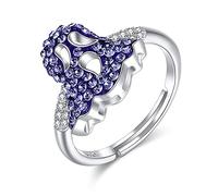 LMRJHAZ Rague argentée 925 réglable pour Les Dames - Crystal Purple High Polish Comfort Fashion Empilée Anneau de Doigt Ouvert