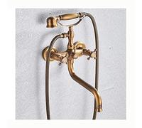 LMRJHAZ Robinet de baignoire classique en laiton antique avec pommeau de douche pivotant et mitigeur mural