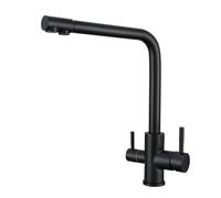 LMRJHAZ Robinet de cuisine à 3 voies, robinet d'évier de cuisine 3 voies pivotant en acier inoxydable double poignée 3 voies gris-gris