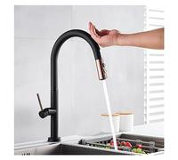 LMRJHAZ Robinet de cuisine blanc et noir Handle unique Tire Sort Mixer de cuisine et d'eau froide Taps montés (couleur: noir mat)