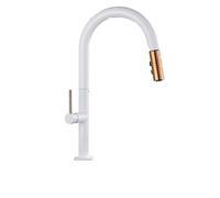 LMRJHAZ Robinet de cuisine blanc et noir Handle unique Tire Sort Mixer de cuisine et d'eau froide Taps montés (couleur: noir mat)