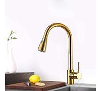 LMRJHAZ Robinet de cuisine en nickel en nickel avec pulvérisateur à 2 voies 360 ROTATION MOXE MOBIÈRE Tap d'évier de puits Grane-Golden (robinet brossé)