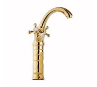 LMRJHAZ Robinet de lavabo de salle de bain en laiton antique avec poignées doubles conception de trous simples compatibles avec la finition noire du balcon.