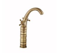 LMRJHAZ Robinet de lavabo de salle de bain en laiton antique avec poignées doubles conception de trous simples compatibles avec la finition noire du balcon.