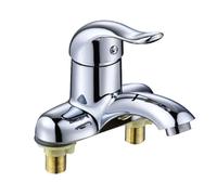 LMRJHAZ Robinet de salle de bain en acier inoxydable robinet de mixage de bassin à double trou pour robinet de lavabo de toilette de cuisine chaude et froide avec des poignées doubles