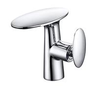 LMRJHAZ Robinets de Bassin en Laiton Blanc Salle de Bain Handle de Cascade de Salle de Bain Robinet Simple Robinet Froid et Eau Chaude lavabo mélangeur de Robinet Grue (Couleur: Argento, Taille: