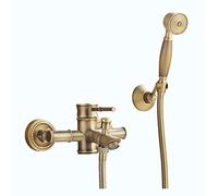 LMRJHAZ Robinets de douche en laiton antique, robinet de salle de bain mural, grand pommeau de douche rond, ensemble mélangeur de baignoire à main, laiton antique B