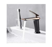 LMRJHAZ Robinets d'évier, robinets robinets de lavabo cascade, en laiton un trou de bassin à une poignée, salle de bains à toilette chaude et mélangeur froid avec tuyau d'entrée d'eau,
