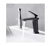 LMRJHAZ Robinets d'évier, robinets robinets de lavabo cascade, en laiton un trou de bassin à une poignée, salle de bains à toilette chaude et mélangeur froid avec tuyau d'entrée d'eau,