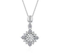 LMRJHAZ S925 Bijoux en argent sterling 1 ct VVS Collier de diamant Moisanite pour le pendentif carré des femmes