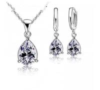 LMRJHAZ S925 Bijoux Ensembles de collier de gouttes de gouttes d'eau violette claire