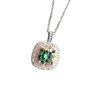 LMRJHAZ S925 Collier Silver Moisanite 1 Carat Jaune Green Blue Rose Bijoux Mariage