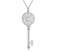 LMRJHAZ S925 Silver en argent sterling de haut grade de bijoux non allergique Forme clé Collier de pendentif en diamant complet