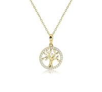 LMRJHAZ S925 Sterling Silver Tree of Life 14K Gold plaqué avec collier de pendentif en zircon, bijoux créatifs pour femmes