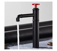 LMRJHAZ Salle de Bain Single Round Lever d'évier Robinet Grue en Laiton Noir Robinet de lavabo Noir et à l'eau Froide (Court-métrage Noir)
