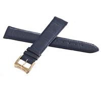 LMRJHAZ Sangle de bande de montre en cuir bleu de 19 mm avec boucle en acier inoxydable à tons dorées