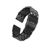 LMRJHAZ Sangle de montre 26 mm 24 mm 22 mm 20 mm 18 mm Sangle métallique Solide en acier inoxydable STRAP UNISEUX NOIR/Silver / 20 mm/Silver