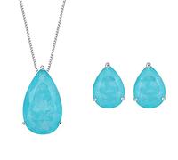LMRJHAZ Simulation Paraiba Tourmaline Gemone Gemles Boucles d'oreilles Collier Pendard Bijoux de mariage pour femmes