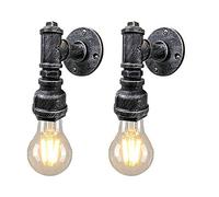 LMRJHAZ Small Small Wall Light Industrial E27 Pipe à Eau en métal Lampe Murale Iron American Style Staircase Entrée Entrée Murce Decor Decor Loft Barn Barn Lighting for Bar Kitchen Living Room 2 Pack