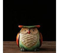 LMRJHAZ Statue de Chouette Sage Micro Figurine de Chouette en céramique, Mini-Ornement Sculpture colorée pour décoration de Bureau Bureau à Domicile B 14x13cm (5.5x5.1 Pouce)