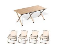 LMRJHAZ Table de Camping Pliable Ensemble Airs, Table de Pique-Nique Pliable Portable en Aluminium avec airs, Utilisation intérieure extérieure pour Barbecue, Pique-Nique, fêtes de Jardin