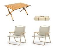 LMRJHAZ Tableau de Pique-Nique Ensemble d'air de 3 Air de Table de Camping avec Table de randonnée en Aluminium Roll-up et aérire de la pelouse Fourrure Pliante pour extérieur intérieur