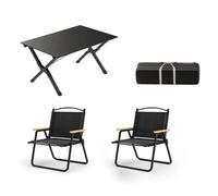 LMRJHAZ Tableau de Pique-Nique Ensemble d'air de 3 Air de Table de Camping avec Table de randonnée en Aluminium Roll-up et aérire de la pelouse Fourrure Pliante pour extérieur intérieur
