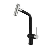 LMRJHAZ Tapis de cuisine avec pulvérisation à traction, tirez le mélangeur de cuisine Tap en acier inoxydable 2 modes Rotation de l'évier de cuisine tournante chaude et froide - Black + Brackaged