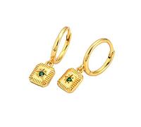 LMRJHAZ Vintage carré Goutte enveloppe de Petites Boucles d'oreilles de Cerceau pour Femmes Filles 925 Sterling Silver Green CZ Star Charms Drop Sangling Huggie Hoops Cartilage Hypoallernic