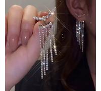 LMRJHAZ Zircon incrusté -color coeur long pavage de boucles d'oreilles à glands bijoux pour les femmes cadeaux d'anniversaire