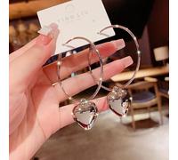 LMRJHAZ Zircon incrusté -color coeur long pavage de boucles d'oreilles à glands bijoux pour les femmes cadeaux d'anniversaire