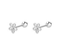 LMRJHAZM 18g Boucles d'oreilles cartouches de goujon de fleurs de marguerite pour femmes 925 argent sterling cz minuscule mignon floral 3 mm balle barrelle back étalons