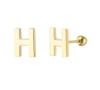 LMRJHAZM 18g Tiny Boucles de goujon initiales pour femmes filles 925 argent sterling 14k plaqués or hypoallergénique mignon petit alphabet lettre cartilage tragus 3 mm bille à billes perçage oreille