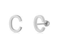 LMRJHAZM 18g Tiny Boucles de goujon initiales pour femmes filles 925 argent sterling 14k plaqués or hypoallergénique mignon petit alphabet lettre cartilage tragus 3 mm bille à billes perçage oreille