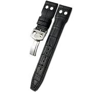 LMRJHAZM 20 mm 21 mm 22 mm Rivet Calfskin Watch Band Fit pour IWC Watch Big IW5009 Spitfire IW3777 Le Petit Prince Mark Strap (Couleur: Black Blanc 1, taille: 22 mm)