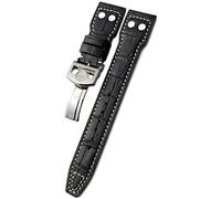 LMRJHAZM 20 mm 21 mm 22 mm Rivet Calfskin Watch Band Fit pour IWC Watch Big IW5009 Spitfire IW3777 Le Petit Prince Mark Strap (Couleur: Black Blanc 1, taille: 22 mm)