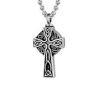 LMRJHAZM 925 Collier croisé celtique en argent sterling pour la crémation funéraire hommes femmes KeepSake Celtic croix pendentif - Collier cross celtique pour hommes irlandais