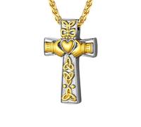 LMRJHAZM 925 Collier croisé celtique en argent sterling pour la crémation funéraire hommes femmes KeepSake Celtic croix pendentif - Collier cross celtique pour hommes irlandais