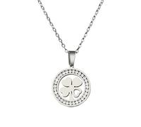 LMRJHAZM 925 Collier de coeur de trèfle à quatre feuilles en argent sterling pour femmes et filles, pendentif en trèfle délicat avec strass - 4 feuilles Collier de trèfle, collier Alhambra,