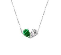 LMRJHAZM 925 Collier de feuilles vertes en argent sterling pour les femmes Girls Green en couches de feuille de feuille de feuilles