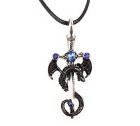 LMRJHAZM 925 Collier d'épée de dragon argenté sterling pour hommes, collier de katana pendentif épée