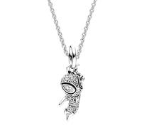LMRJHAZM Accessoires Collier en Argent Sterling 925 pour Hommes et Femmes, Collier de Perles de Charmes de Super-héros d'halloween, Colliers en Cristal Rouge Noir Punk Rock Gothique Animal Ras du