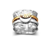 LMRJHAZM Bague de spinner Sun and Moon Sun et Moon - '' Merci d'être toujours mon côté '', anneau de lune de spinner argenté, anneau de rotation de soulagement de l'anxiété,