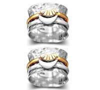 LMRJHAZM Bague de spinner Sun and Moon Sun et Moon - '' Merci d'être toujours mon côté '', anneau de lune de spinner argenté, anneau de rotation de soulagement de l'anxiété,